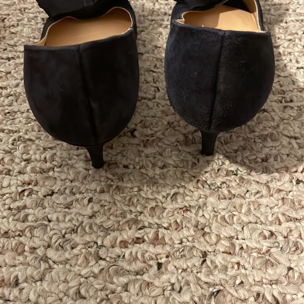 Navy butter peep toe bow heels - Picture 3 of 4